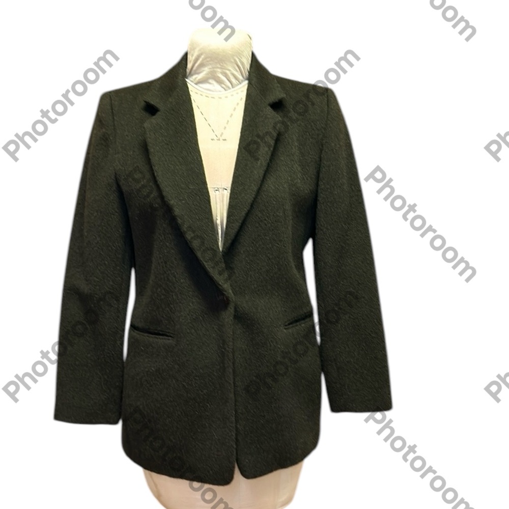 Vintage Harve Benard‎ Green Wool Alpaca Blazer Jacket Winter Special Occasion 8